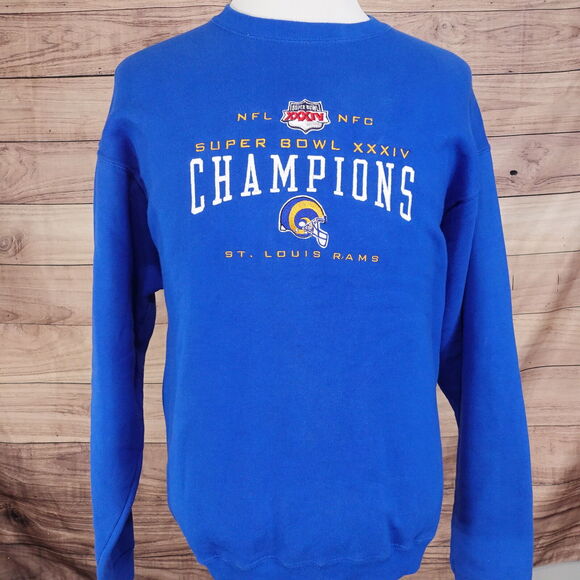 VINTAGE ST LOUIS RAMS SUPER BOWL CHAMPIONS PRO PLAYER SWEATSHIRT SZ XL - Picture 2 of 5